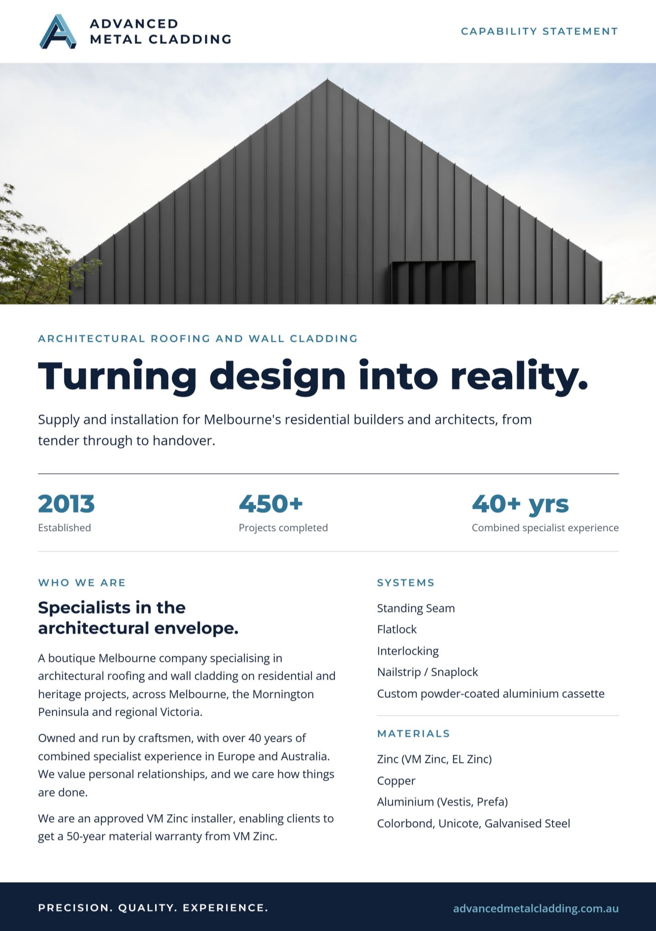 Advanced Metal Cladding capability statement