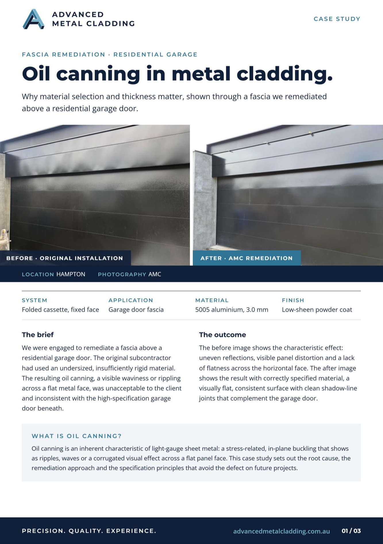 Oil canning in metal cladding case study